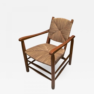 Charlotte Perriand Iconic Rush Arm Chair in Genuine Vintage Condi