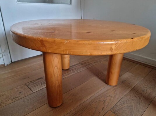 Charlotte Perriand rare small solid pine les arcs coffee table