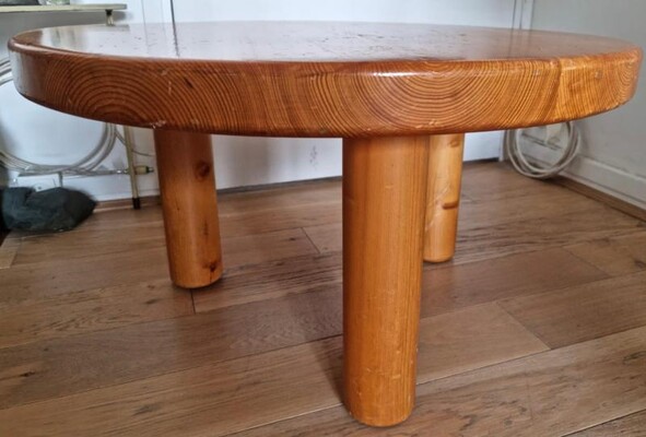 Charlotte Perriand rare small solid pine les arcs coffee table