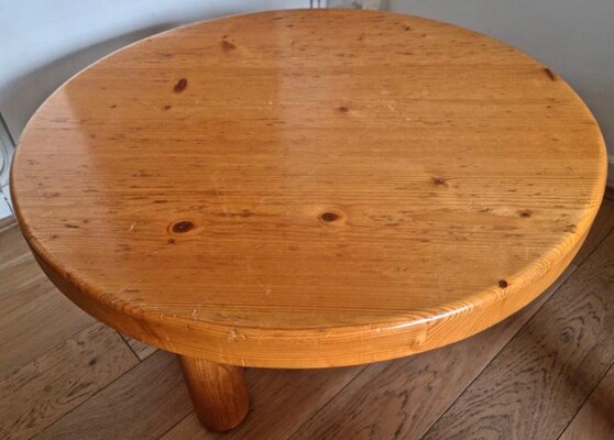 Charlotte Perriand rare small solid pine les arcs coffee table