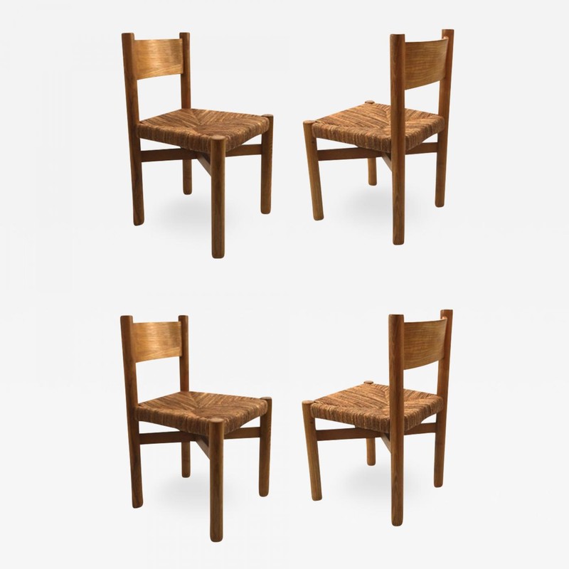 Charlotte Perriand set of 4 model meribel ash tree chairs - Chairs -  Seating - Galerie Andre Hayat