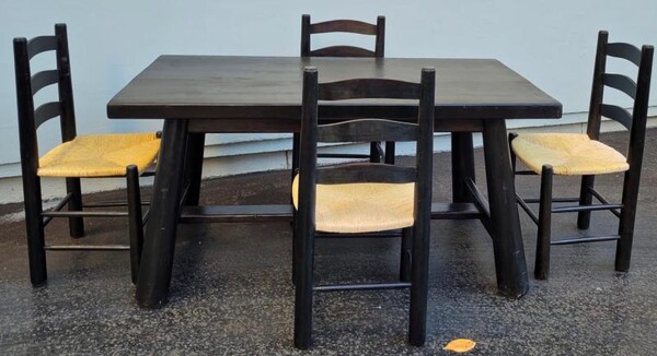 Charlotte Perriand style alp black tinted dinning set