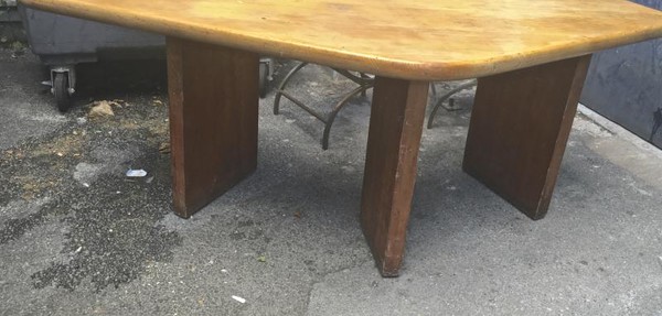 Charlotte Perriand vintage brutalist pine forme libre desk