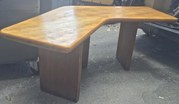 Charlotte Perriand vintage brutalist pine forme libre desk