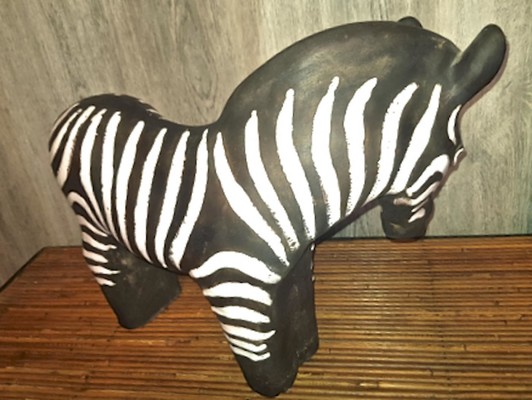 Colette Gueden for Primavera rarest big Zebra ceramic sculpture