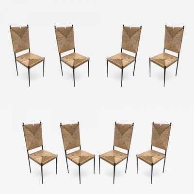 Colette Gueden for Primavera rarest set of 8 dinning chairs