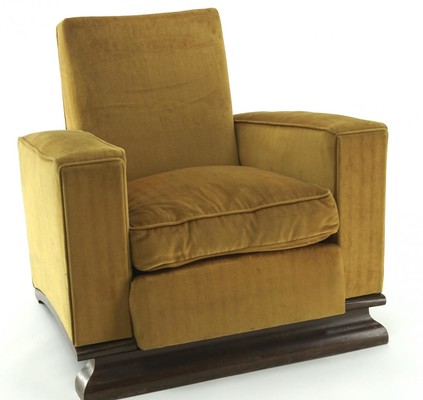 Comfy pair of French vintage Art Deco club chairs
