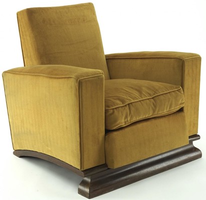 Comfy pair of French vintage Art Deco club chairs