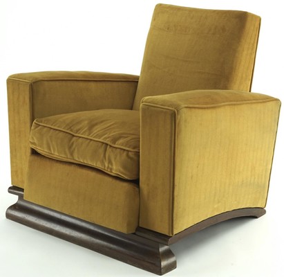Comfy pair of French vintage Art Deco club chairs