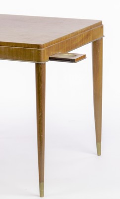 De Coene Art Deco rosewood playing card table & metal tapered leg