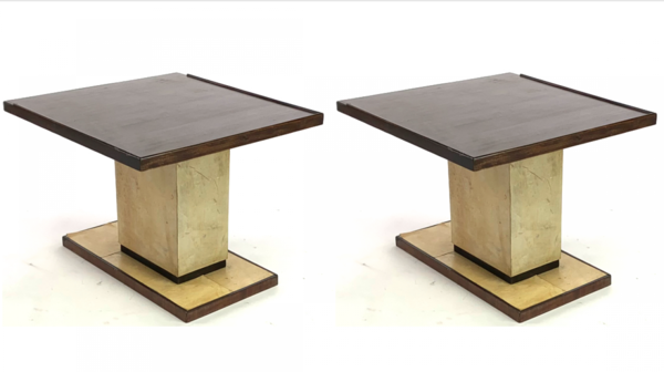 Dupre Lafon pair of makassar and parchemin side table