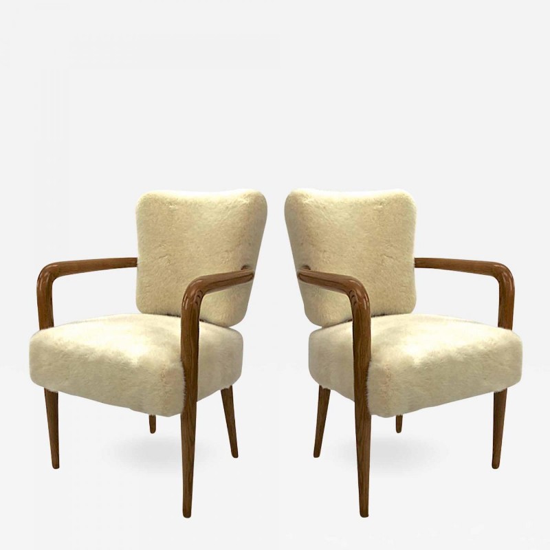 Jean Royere pair of ash tree trefle arm chair Chairs Seating Galerie Andre Hayat