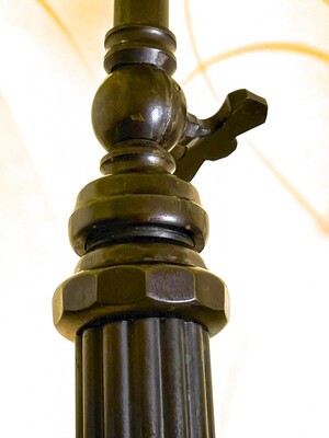 Early Art deco patina bronze parchment shade standing lamp