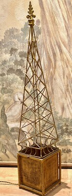 Eiffel Tower shaped rarest pair of obelisk standing lamps