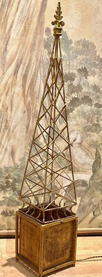 Eiffel Tower shaped rarest pair of obelisk standing lamps