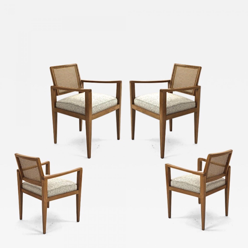  Emile Seigneur set of four oak cane arm chair 