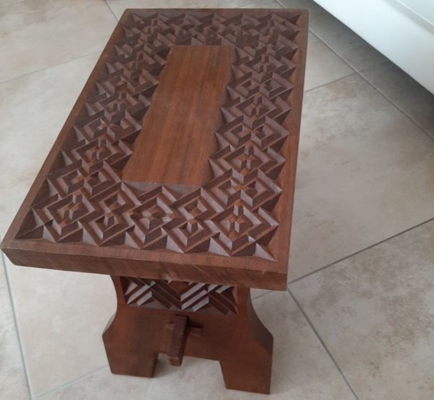 Ethnic organic engraved  masterwork solid mahogany coffee table