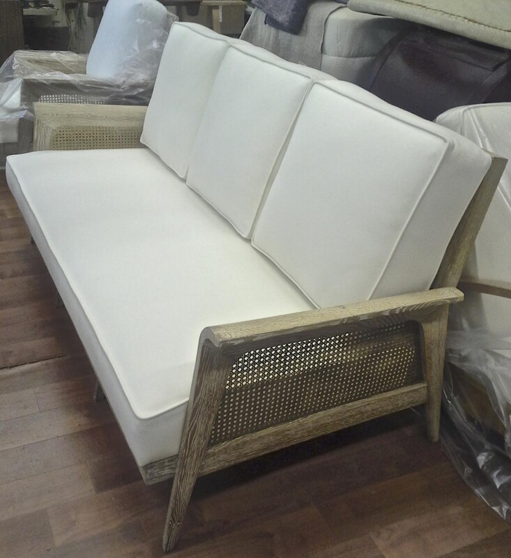 Etienne-Henri Martin Cane and Cerused Oak Couch 