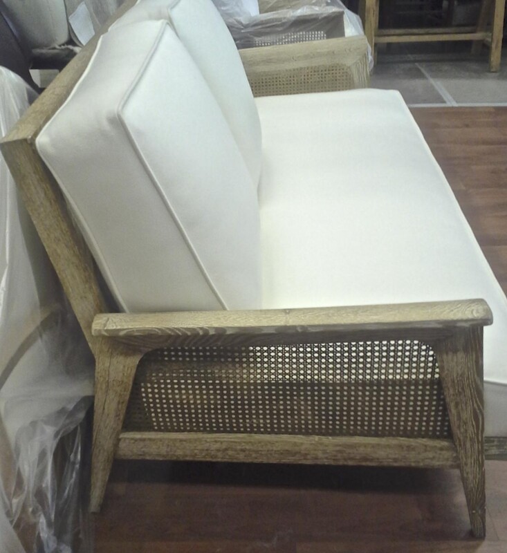 Etienne-Henri Martin Cane and Cerused Oak Couch 