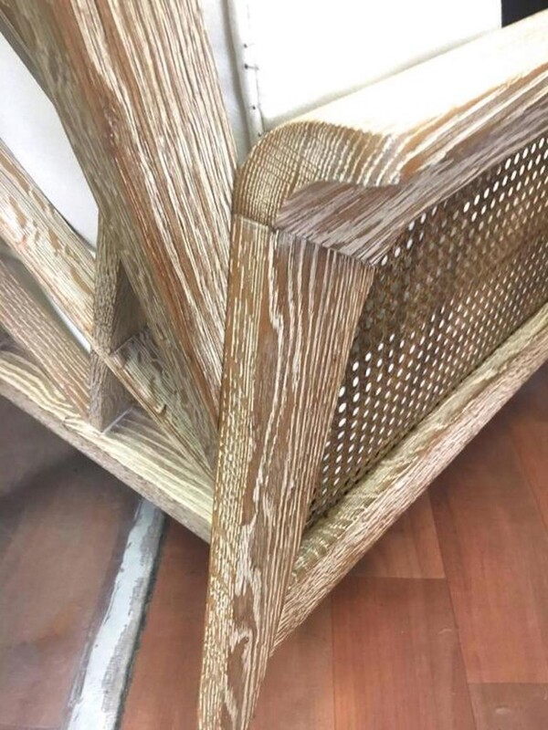 Etienne-Henri Martin Cane and Cerused Oak Couch 