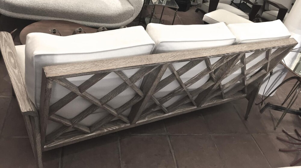 Etienne-Henri Martin Cane and Cerused Oak Couch 