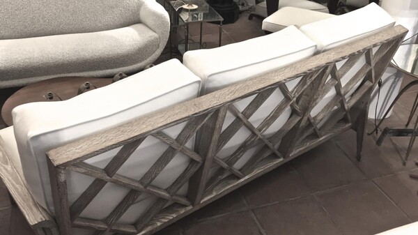 Etienne-Henri Martin Cane and Cerused Oak Couch 