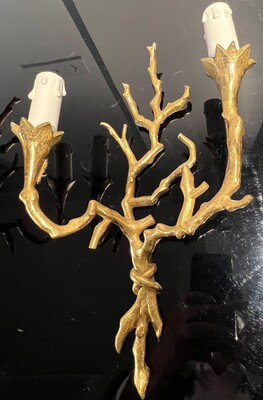 Felix Agostini style rarest set of 4 gold bronze organic sconces