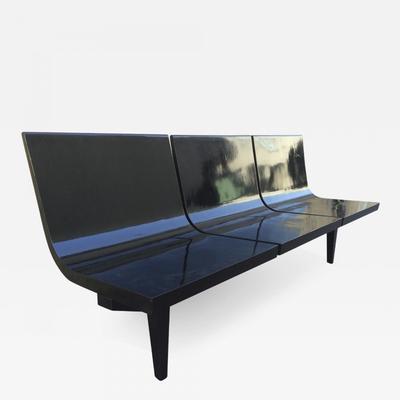 Fifties Black Lacquered Wood Bench or Couch
