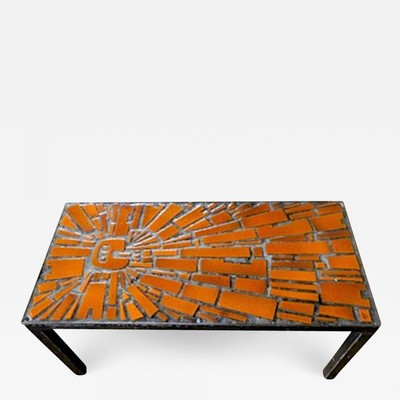 Fifties riviera style ceramic coffee table with gorgeous colors