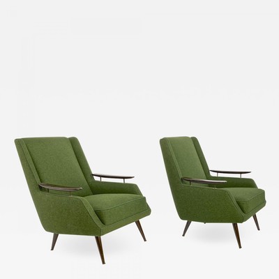Finn Juhl style exceptionnal sky shaped arm pair of lounge chairs