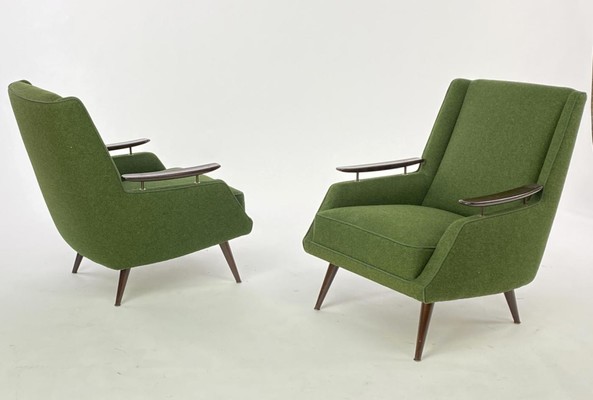 Finn Juhl style exceptionnal sky shaped arm pair of lounge chairs