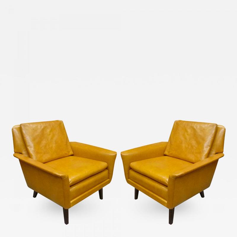 Folke Ohlsson Fritz Hansen leather pair lounge chairs