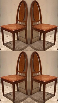Francis Jourdain Attributed Art Deco set of 4 early dinning chair