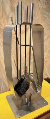 Francois Monnet for Kappa brushed steel superb fire tools set