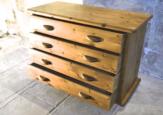 French alp solid pine 4 drawers chest of drawers