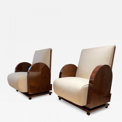 French Art Deco pair of throne pair of arm chairs