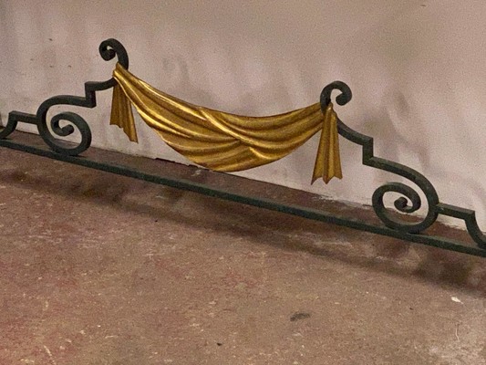 French Neo classical gold leaf metal patinated console 
