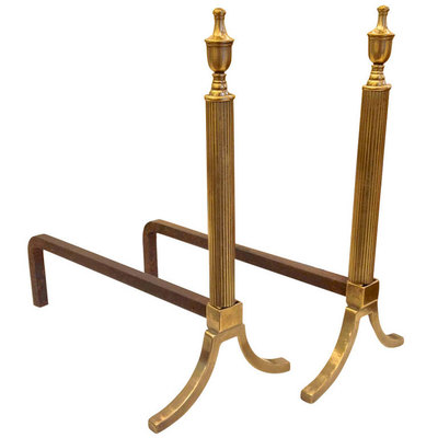 French Neoclassic Brass andirons.