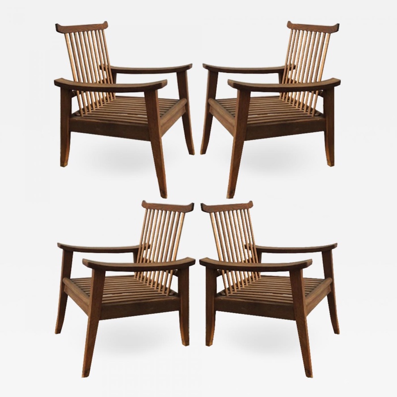 French riviera  beach house set of 4 pagoda shaped lounge chairs