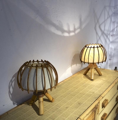 French riviera charming bamboo pair of table lamps