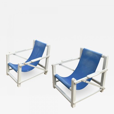 French Riviera pair of  outdoor beach house lounge chairs