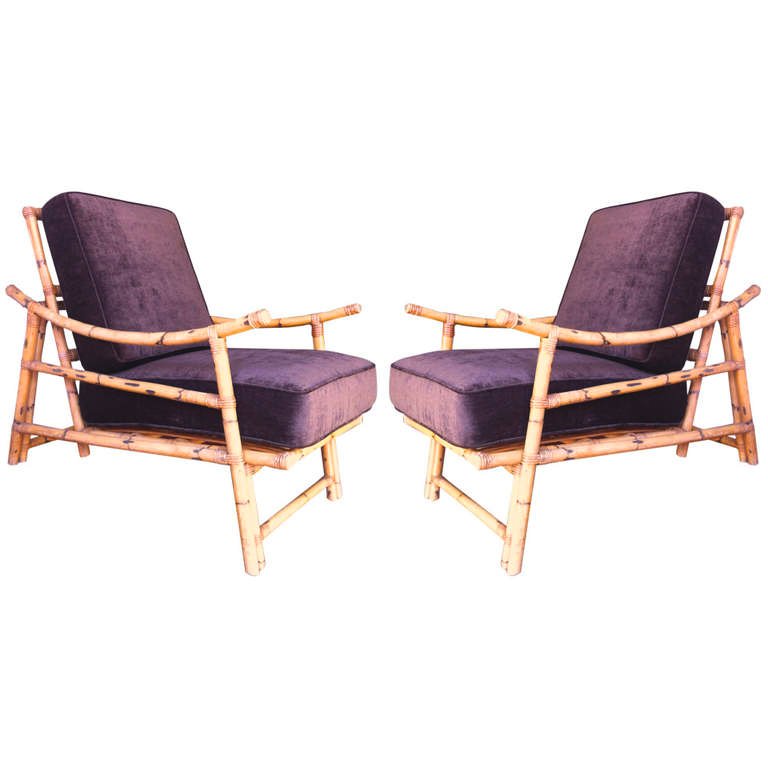 French Riviera Rattan Lounge Chairs