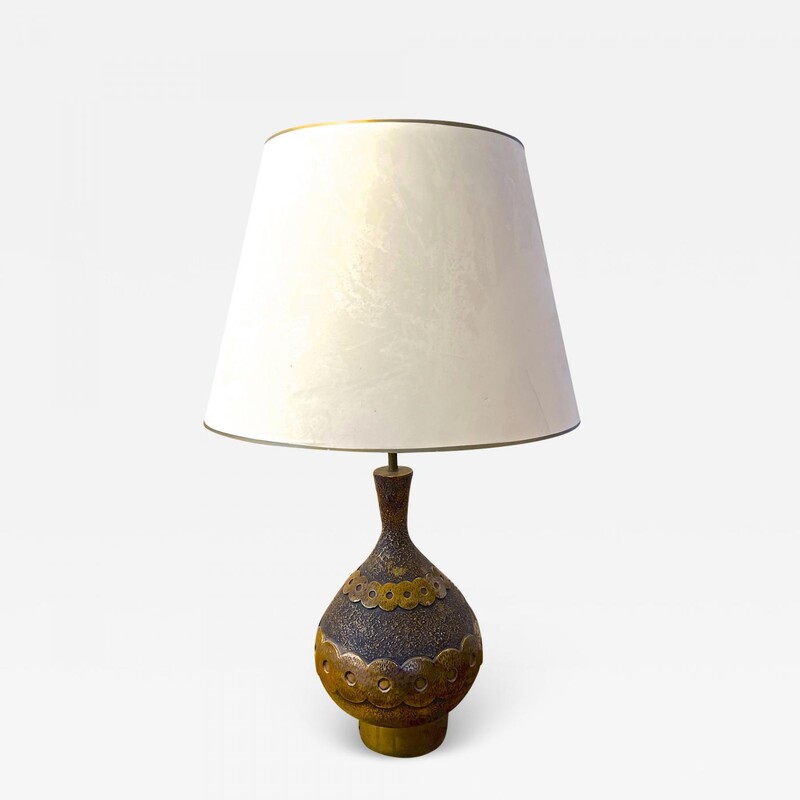 French Riviera Style awesome crackle gold ceramic lamp