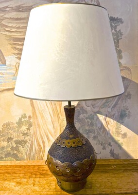 French Riviera Style awesome crackle gold ceramic lamp