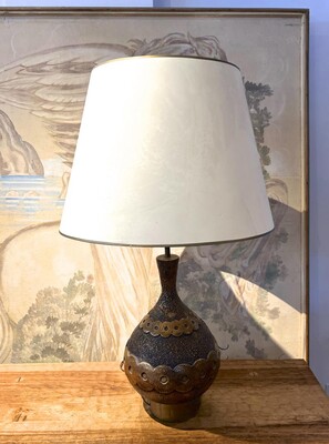 French Riviera Style awesome crackle gold ceramic lamp