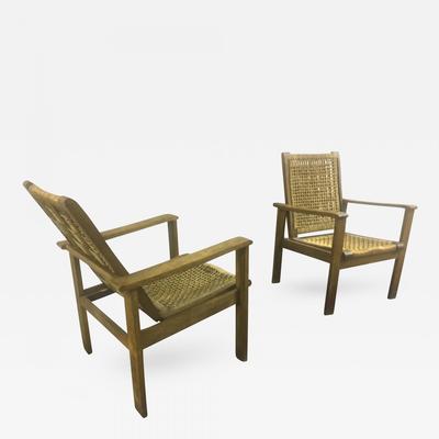 French Riviera Style Pair Reclining Rope Lounge Chair
