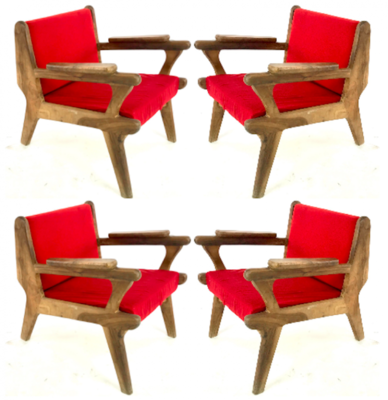 French Riviera tree brutalist seating set of couch and 4 chairs