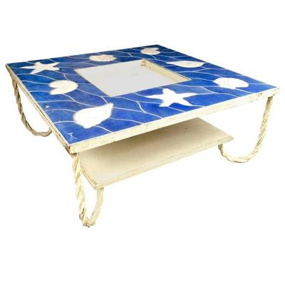 French Riviera Two-Tier Blue Lagoon Ceramic Coffee Table