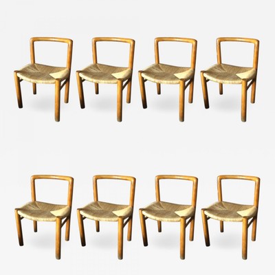 Gautier Delahaye exceptional set of 8 organic rush chairs