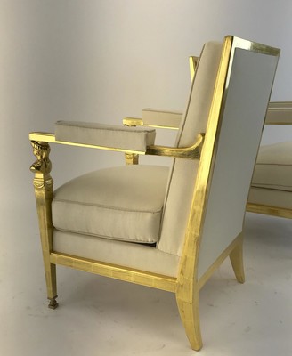 Genes Babut French 40s gorgeous pair of gold leaf chairs